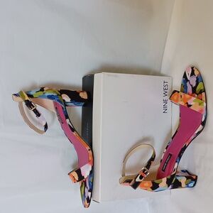 Nine west floral block heels. 12 M. Multi-colored
